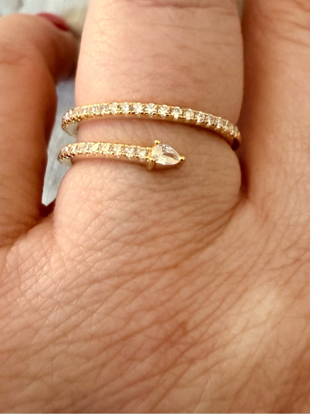 Elegant Gold Wrap Ring with Pear-Cut Stone
